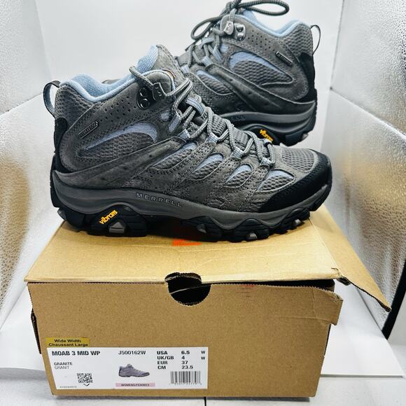 Merrell Women's Moab 3 Mid Waterproof Hiking Boot Granite Size 6.5 Wide J500162W - Picture 1 of 8